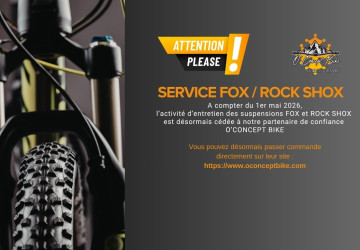 Confiez vos suspensions FOX et ROCK SHOX à O'CONCEPT BIKE